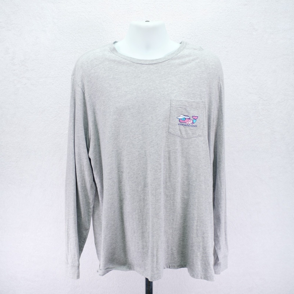 Vineyard Vines -XL-  Gray Long‎ Sleeve T-Shirt Pocket Whale Crew Neck Pocket